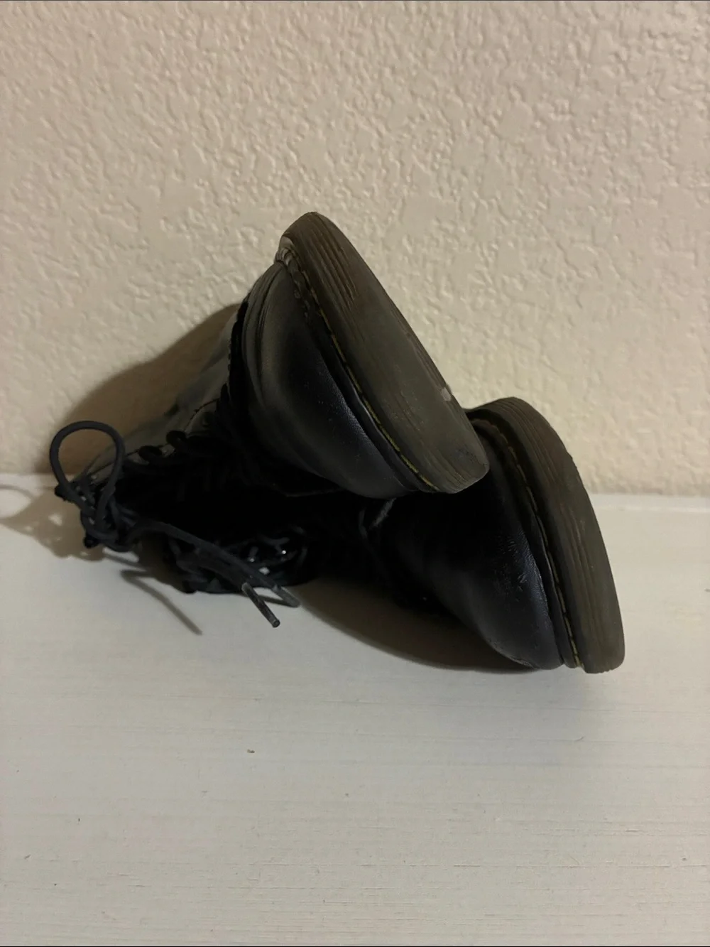 Dr. Martens Black Leather Lace-Up Ankle Boots with inner zippers size 2